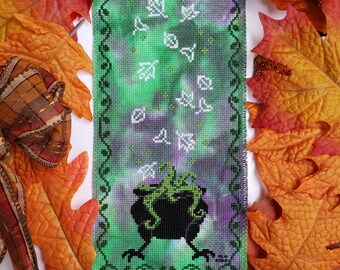 Overgrowth Cauldron - Halloween Vines Potion PDF Cross Stitch Pattern - Digital Download