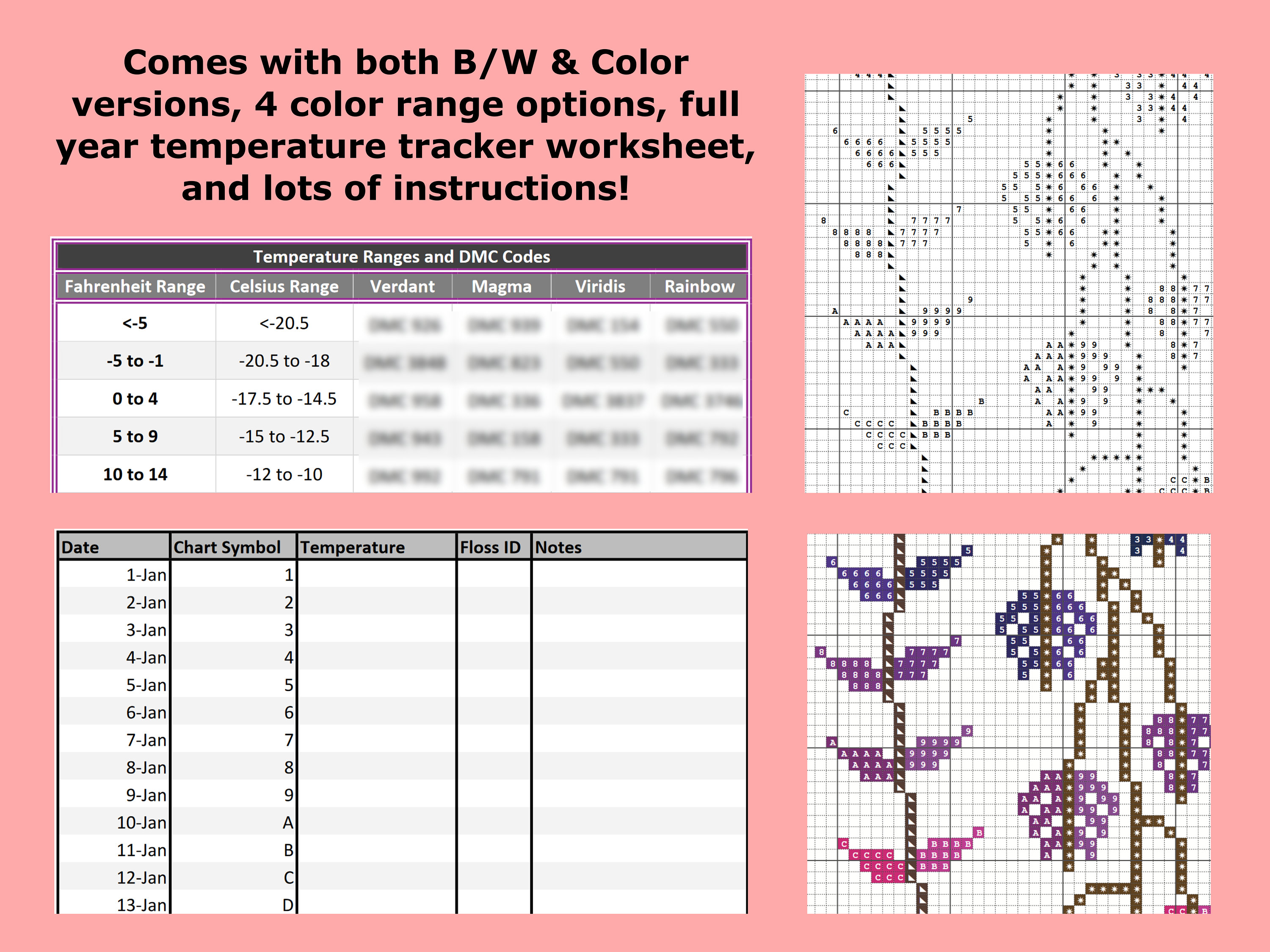 Weather Vines, 2024 Temperature Chart, Leaf and Greenery Cross