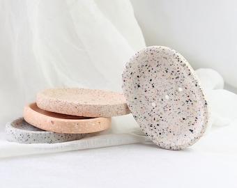 Terrazzo style cement soap dish