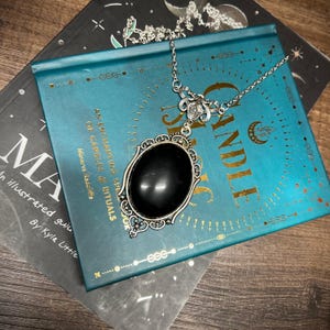Obsidian Scrying Mirror Pendant Necklace Magick Gothic Victorian Mirror Necklace PN9