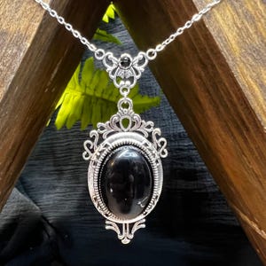 Obsidian Pendant Necklace 20” Chain PN30