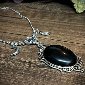 Obsidian Scrying Necklace Pendant PN12