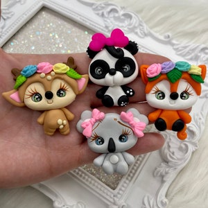 PRE ORDER Clays for bows, cute animals clays, clay dolls, bow centers, clays for badge reel