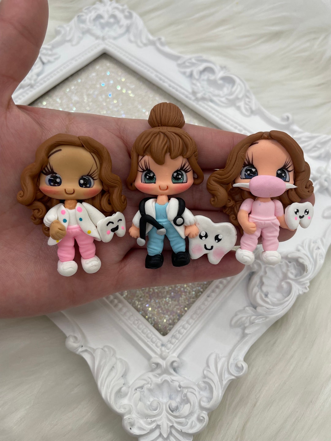 Clays for Bows, Dentist Clays, Dental Assistant Clays, Clay Dolls, Bow