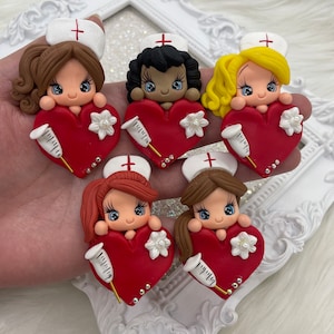 PRE ORDER clays for bows, nurse clays, doctor clays, heart clay dolls, bow centers, clays for badge reel
