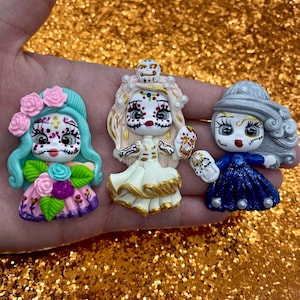 PRE ORDER Clays for bows, Halloween clays, catrinas clay dolls, bow centers, clays for badge reel
