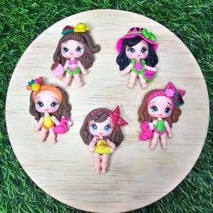 PRE ORDER clays for bows, summer clay dolls, bow centers, clays for badge reel