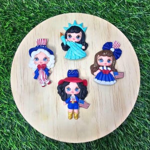 PRE ORDER clays for bows, 4th of July clay dolls, bow centers, clays for badge reel