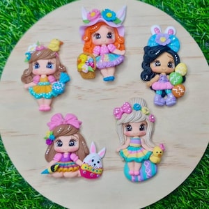 PRE-ORDER Clays for bows, Easter clay dolls, bow centers, clays for badge reel