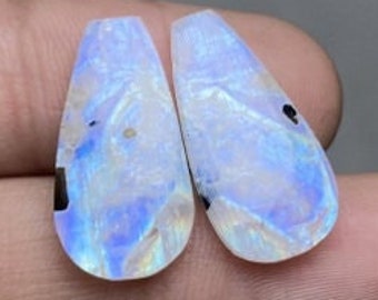 Natural blue flashy sunstone pair designer cabochon