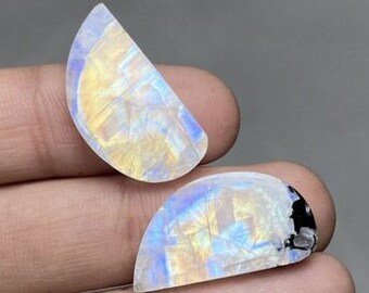 AAA+Rainbow blue flashy pair gemstone cabochon