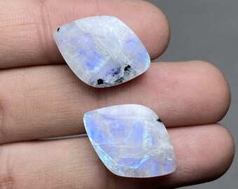 Amazing blue flashy rainbow pair moonstone cabochon