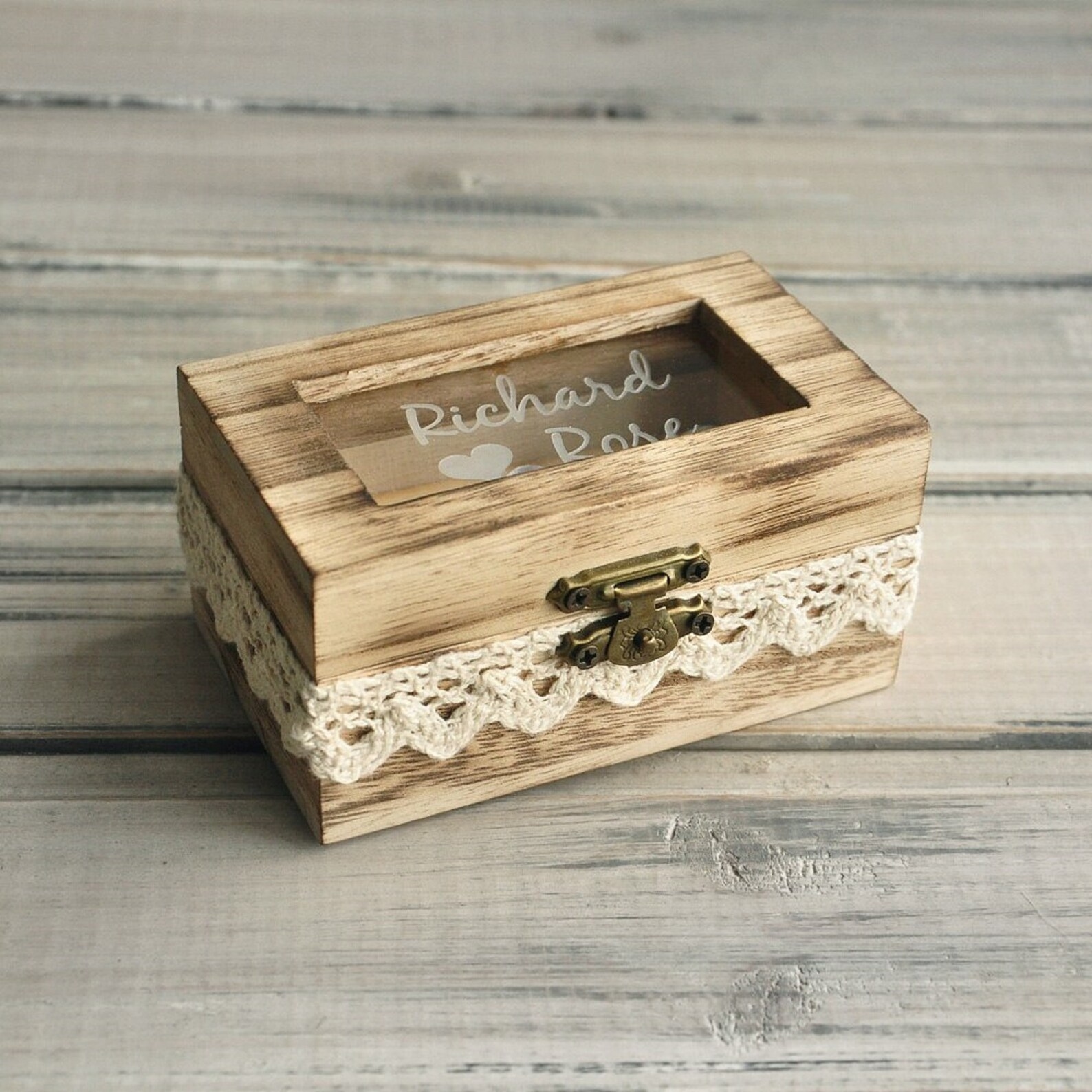Personalized Wooden ring box for wedding ceremonyName Etsy
