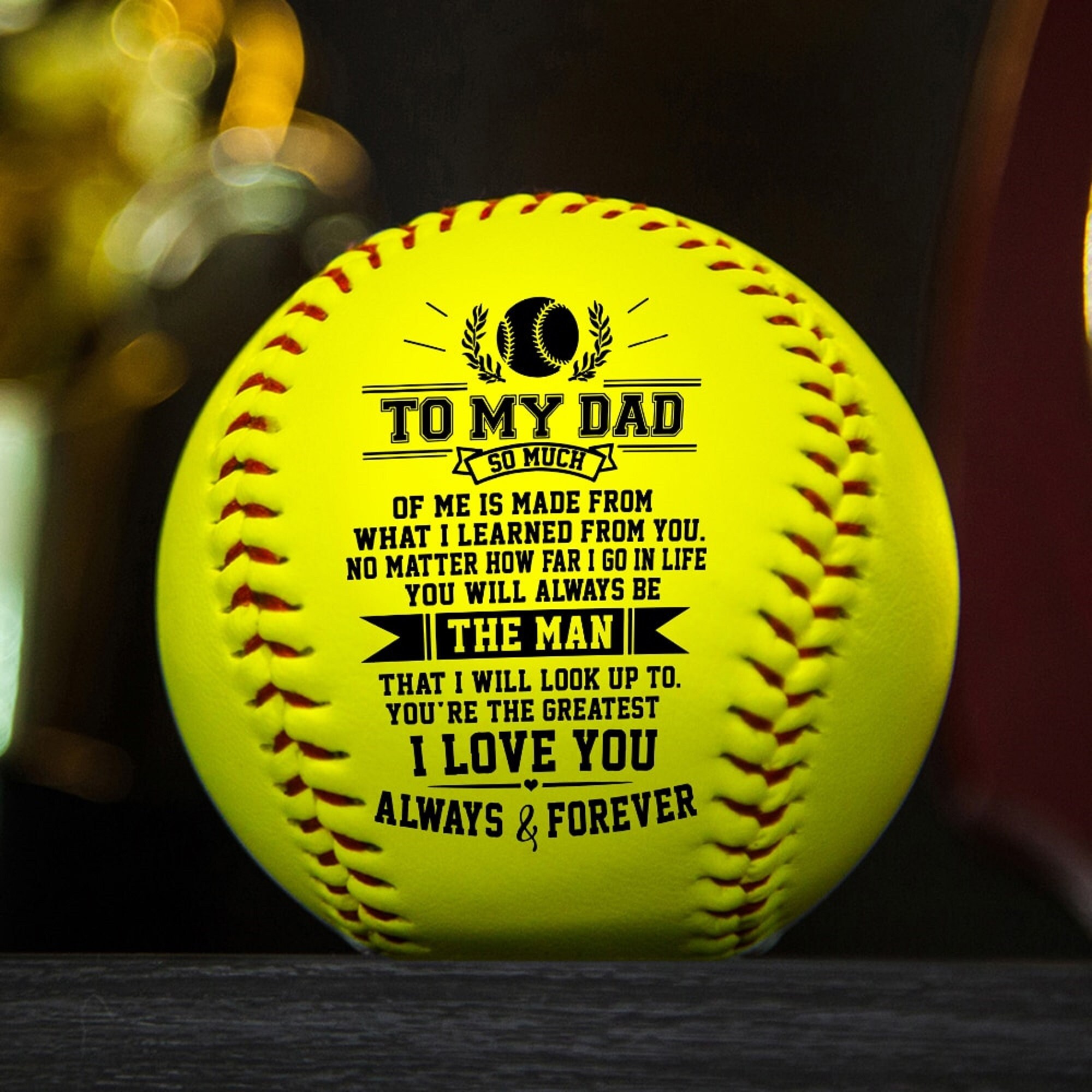 To My DAD Softball custom with love messageI Love You Always Etsy