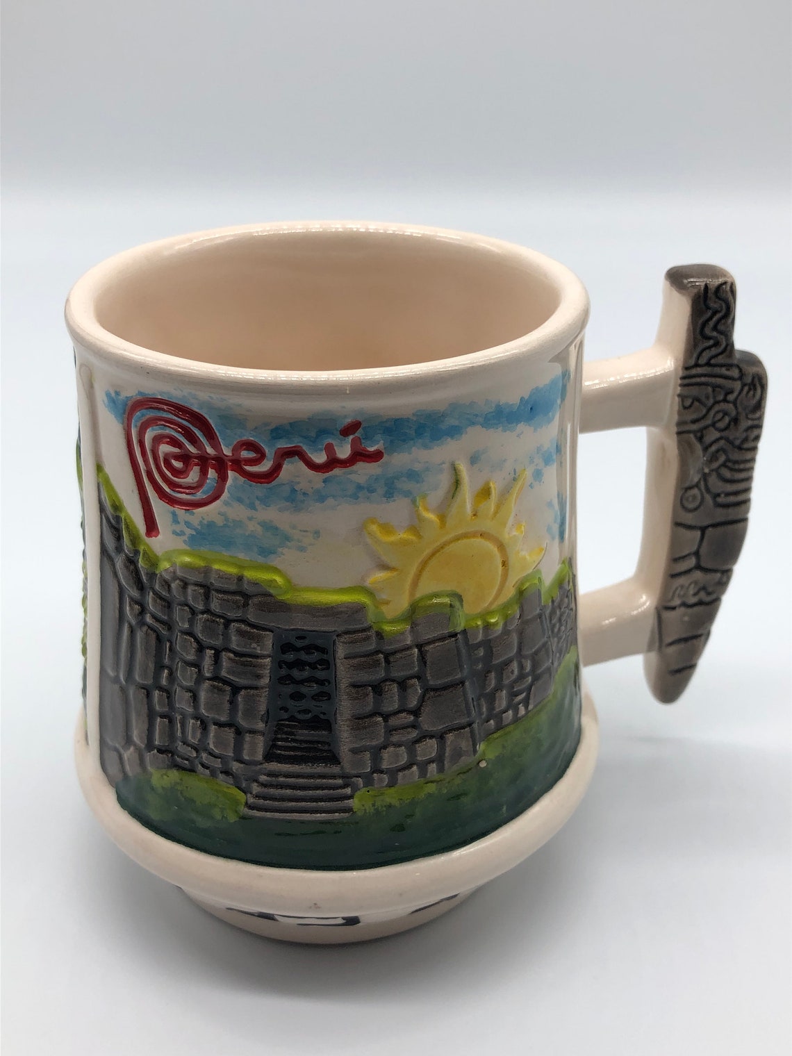 Machu Picchu Perú recuerdo vintage 3D grabado taza de colores Etsy