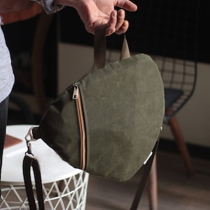 Waxed Canvas Crossbody Bag | Buhscraft Backpack -  Shield Bag - Tactical Bag - Military Bag - Army Bag - Bushcraft Bag - Camping Bag