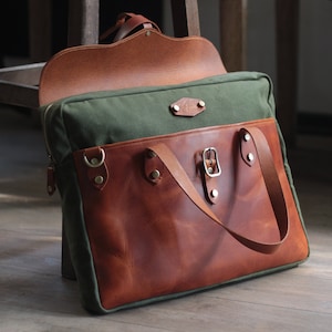 Gewachste Canvas Aktentasche | Gewachste Canvas Messenger Tasche | Umhängetasche