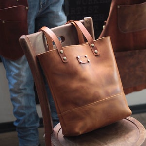 Leather Tote Bag | Shoulder Bag - Handmade Leather Bag