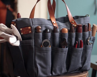Borsa portautensili in tela cerata / Organizzatore per attrezzi - Borsa portaoggetti - Borsa portautensili per artigiani - Borsa per la lavorazione del legno