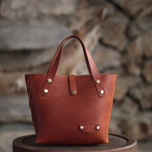 Leather Mini Tote Bag | Handmade Bag