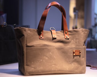 Waxed Canvas Tote Bag / Shoulder Bag / Shopping Bag