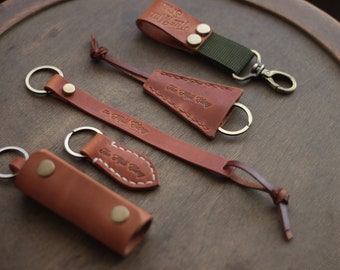 Personalized Leather Key Fob, Stamped Leather Keychain, Monogram Key Chain, Customized Leather Keychain