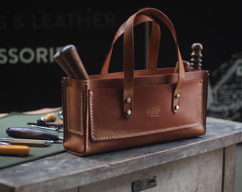 Borsa portautensili in pelle / Borsa per artigiani - Borsa portaoggetti in pelle - Borsa fatta a mano - Borsa portautensili in pelle da uomo