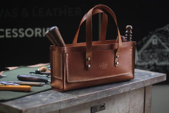 Leather Tool Bag | Craftsmen Bag - Leather Storage Bag - Handmade Bag - Mens Leather Tool Bag