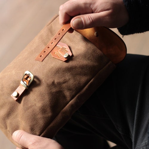 Waxed Canvas Hip Bag Waxed Canvas Bag Waxed Canvas Pouch Etsy