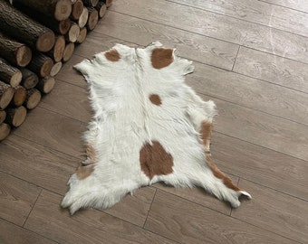 Natural Goat Hide | Genuine Goat Fur - Leather Rug - Soft Goatskin - Goat Hide - Throw Fur - Home Decor - Rustic Throw - Goat Fur Rug