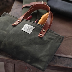 Waxed Canvas Tool Bag / Handbag / Zipper Bag image 1