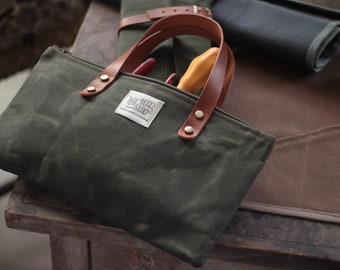 Waxed Canvas Tool Bag / Handbag / Zipper Bag