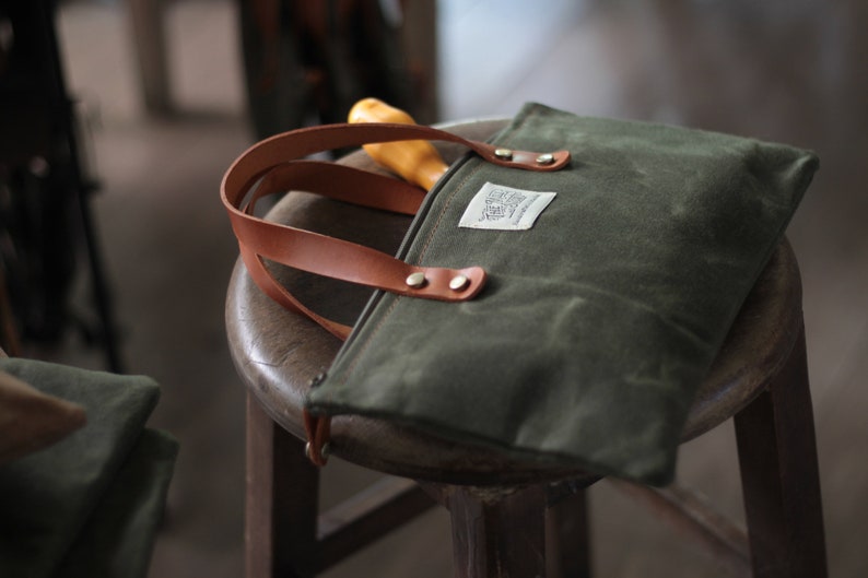 Waxed Canvas Tool Bag / Handbag / Zipper Bag image 2