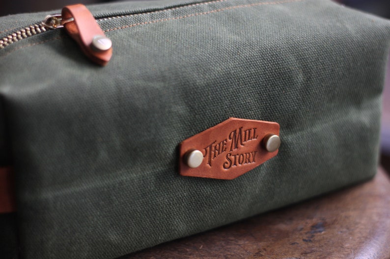 Waxed Canvas Dopp Kit Makeup Bag image 6