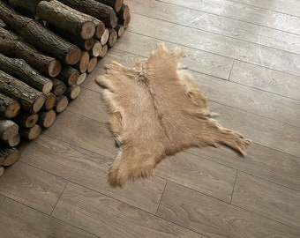 Natural Goat Hide | Genuine Goat Fur - Leather Rug - Soft Goatskin - Goat Hide - Throw Fur - Home Decor - Rustic Throw - Goat Fur Rug
