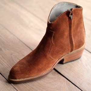 Handmade Calf Suede Leather Cowboy Boot | Motorbiker Boot - Western Boot - Handmade Boot
