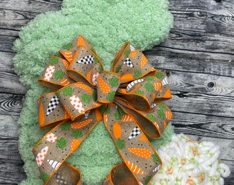 Green Chenille Bunny Easter Wreath, Rabbit Door Hanger