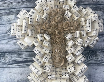 Music Plaque, Religious Art, Music Notes Wall Art, Bible, Christian Fine Art, Music Quotation, Wood Cross Wall Decor, Cross Wall Decoration