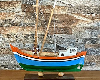 Model Boat , Handmade Wooden Fishing Boat Model , Sailing Decor