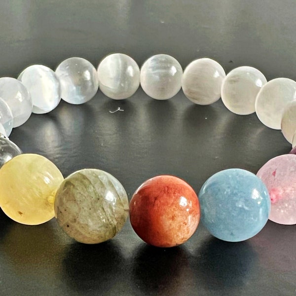 Natural Gemstone CHAKRA BALANCING Bracelet, Handmade Gemstone 7 Chakra Bracelet, Spiritual Gifts, Handmade Natural Stone Healing Jewellery