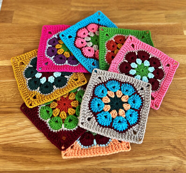 Custom Handmade Granny Square Kit Lot 6 Pcs Crochet Granny Etsy