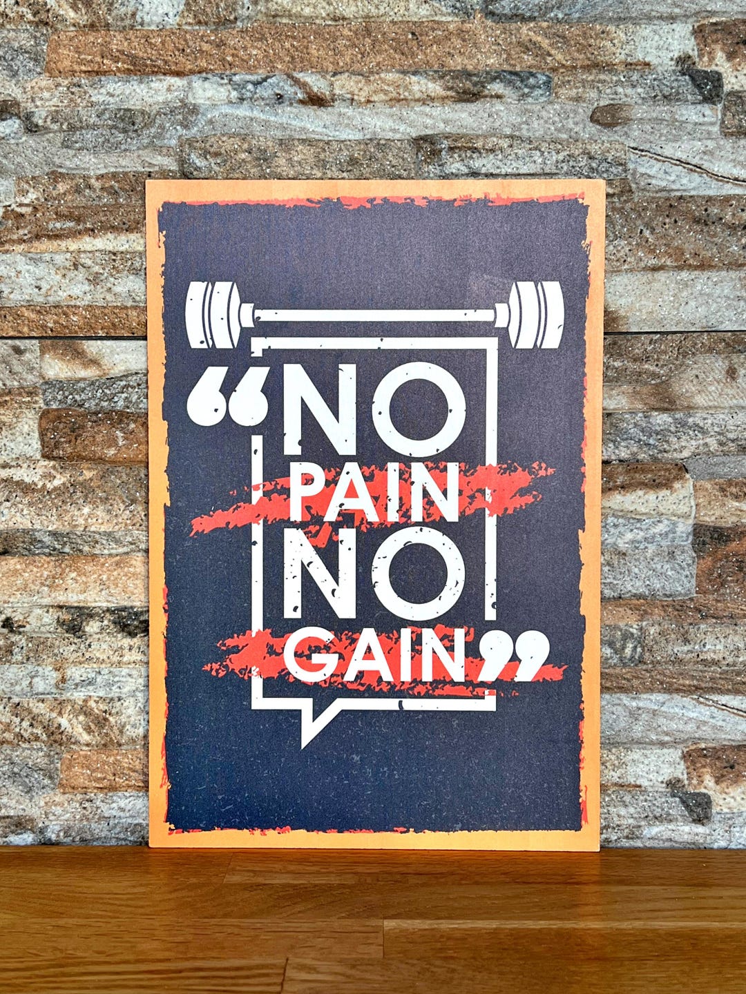 No Pain No Gain Wooden Poster: Gym Wall Art Decor - Etsy