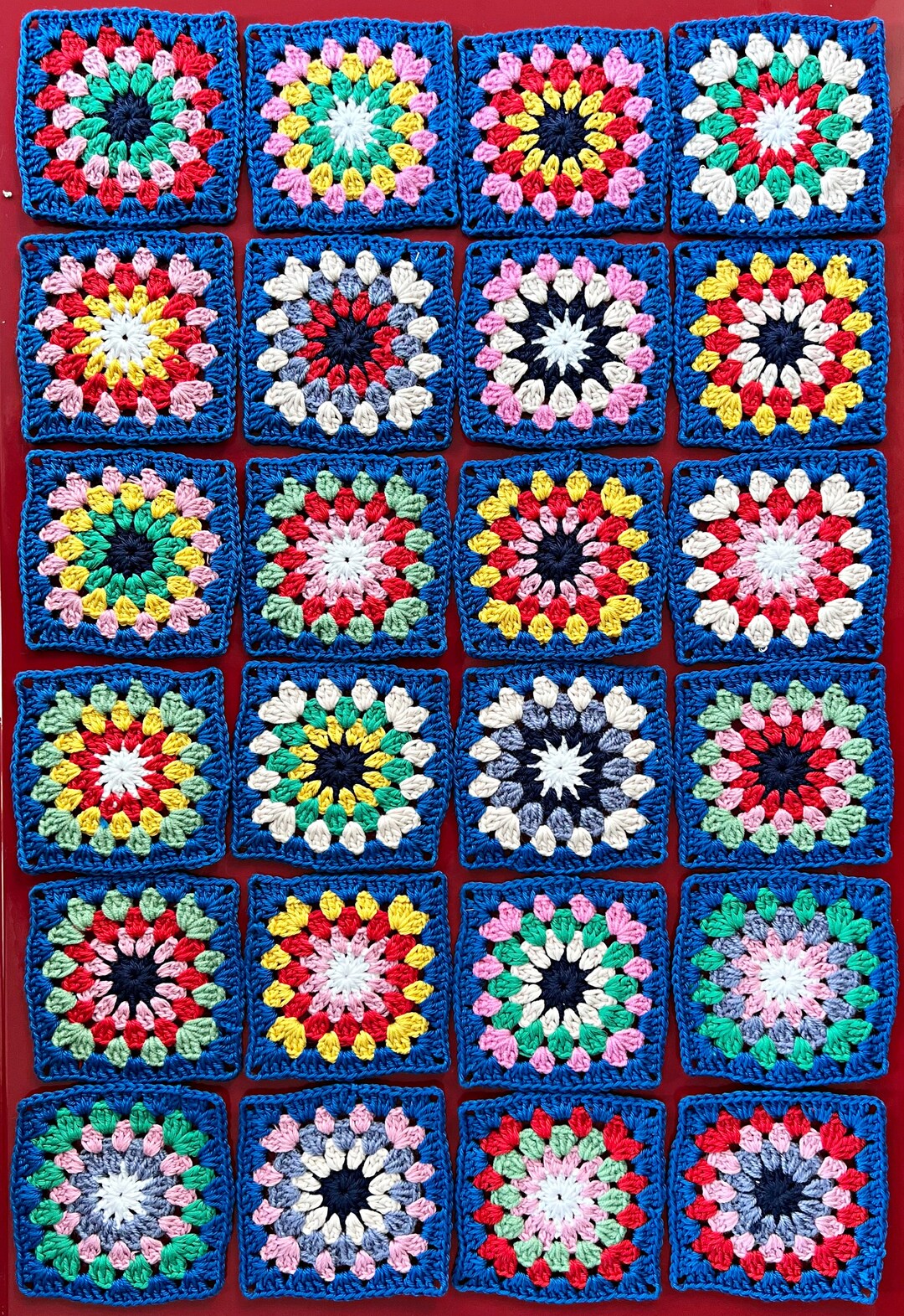 Granny Square Kit Lot 24 Pcs Granny Square Square Motifs Etsy