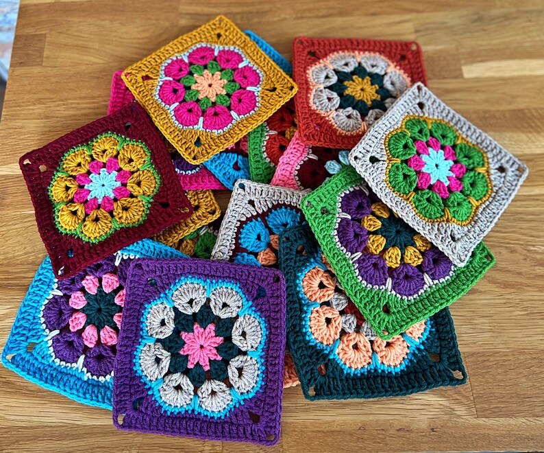 Custom Handmade Granny Square Kit Lot 6 Pcs Crochet Granny Etsy