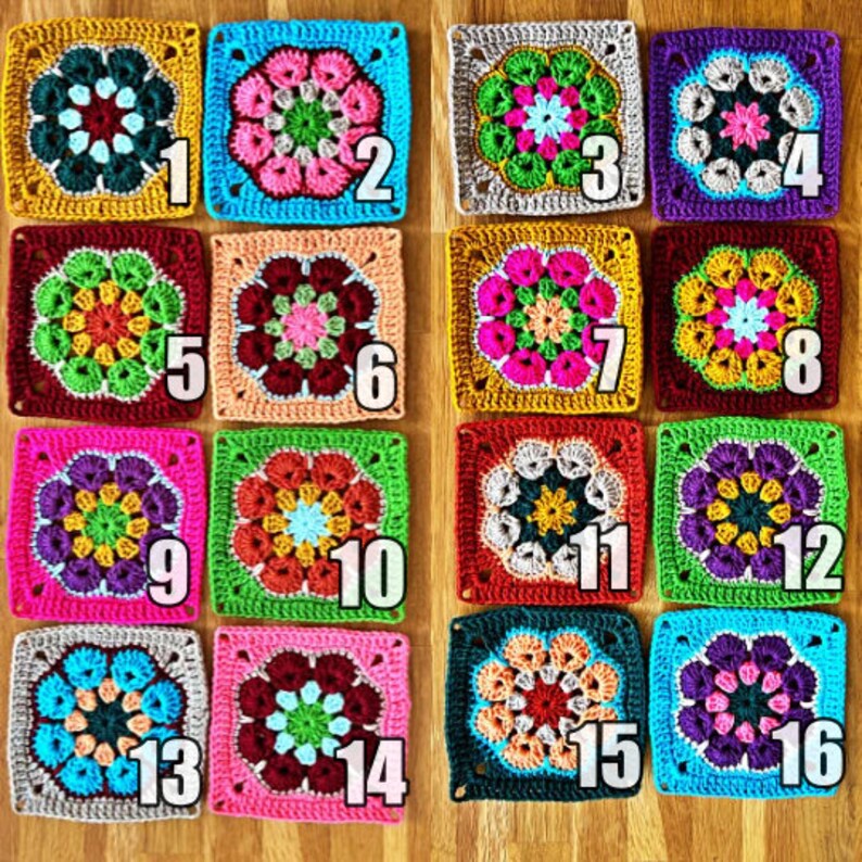 Custom Handmade Granny Square Kit Lot 6 Pcs Crochet Granny Etsy