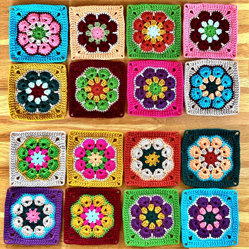 Custom Handmade Granny Square Kit Lot 6 Pcs Crochet Granny Etsy