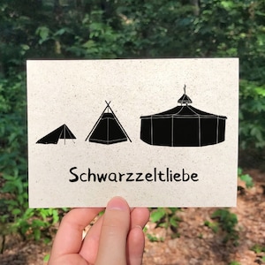 Postkarte Schwarzzeltliebe Graspapier mit Briefumschlag, Pfadfinder, Jurte, Kohte, Kröte, nachhaltiges Geschenk,, kleines Geschenk Ostern