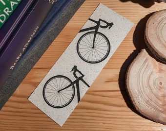 Bookmark set of 5 bicycle, grass paper, racing bike, gravel bike, sustainable, small gift Mother's Day, Easter gift