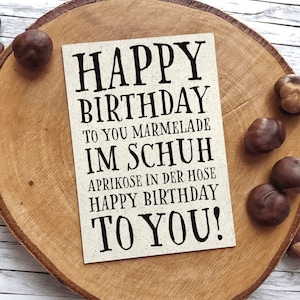 Postkarte Marmelade im Schuh Graspapier mit Briefumschlag, Geburtstagskarte, Kindergeburtstag, nachhaltiges Geschenk,