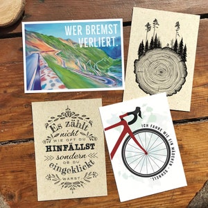 4er Set Kunstdrucke A6 A4 Fahrrad, Radsport, Rennrad, Gravelbike, Mountainbike, nachhaltiges Geschenk, Ostergeschenk